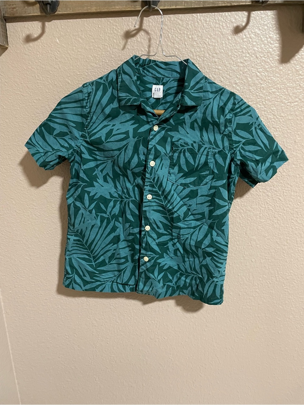 GAP Green Tropical Print Short-Sleeve Shirt for Kids